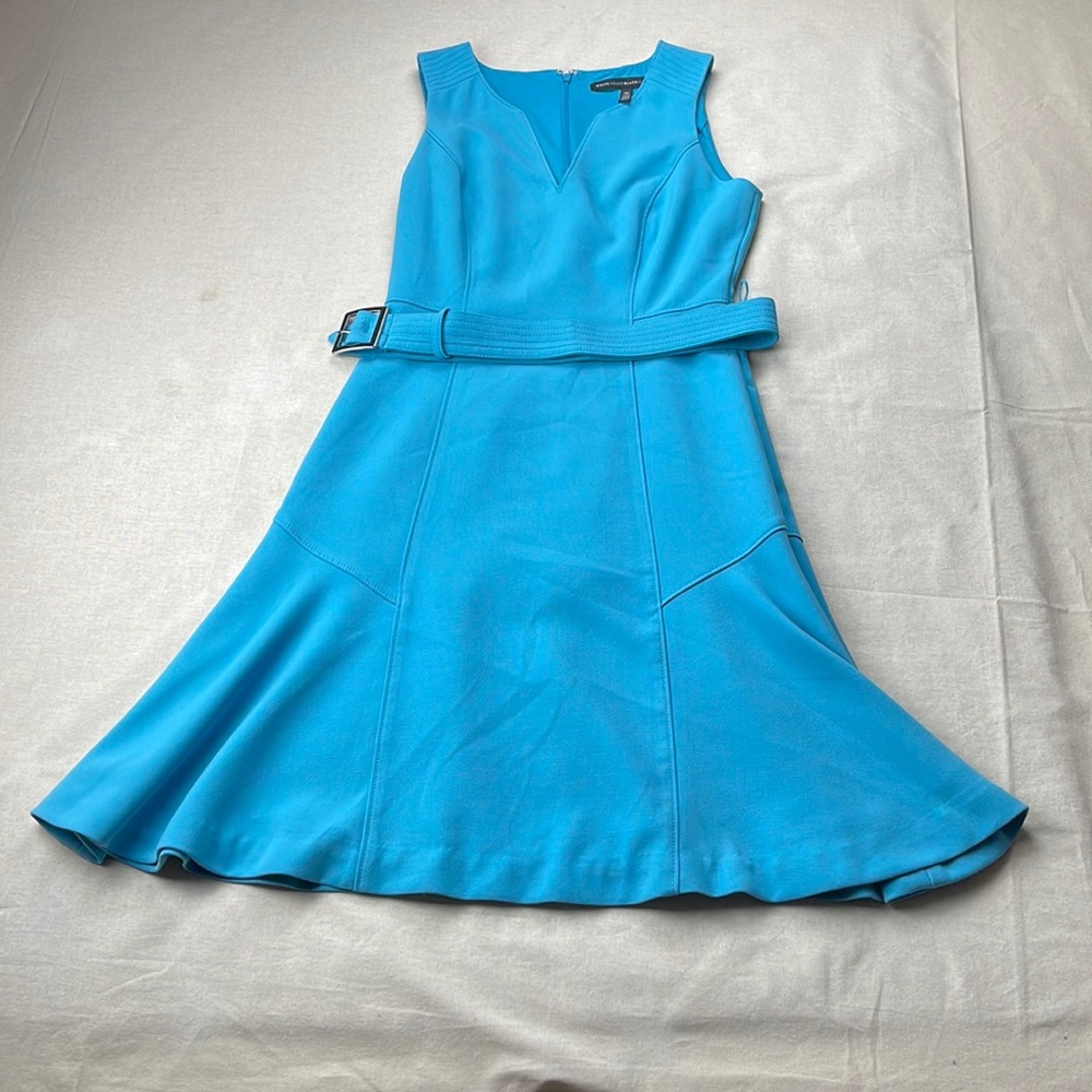 White House Black Market Dress Womens Size 00 Blue Sleeveless Fit and Flare